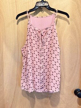 New York & Company Pink Polka Dot Tie-Front Camisole